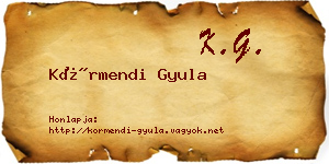 Körmendi Gyula névjegykártya